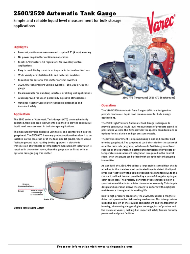 Varec Automatic Tank Gauge | PDF | Stainless Steel | Pipe (Fluid ...