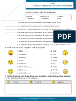 Character Adjectives Interactive Worksheet