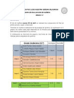 Horario de Evaluaciones 11°