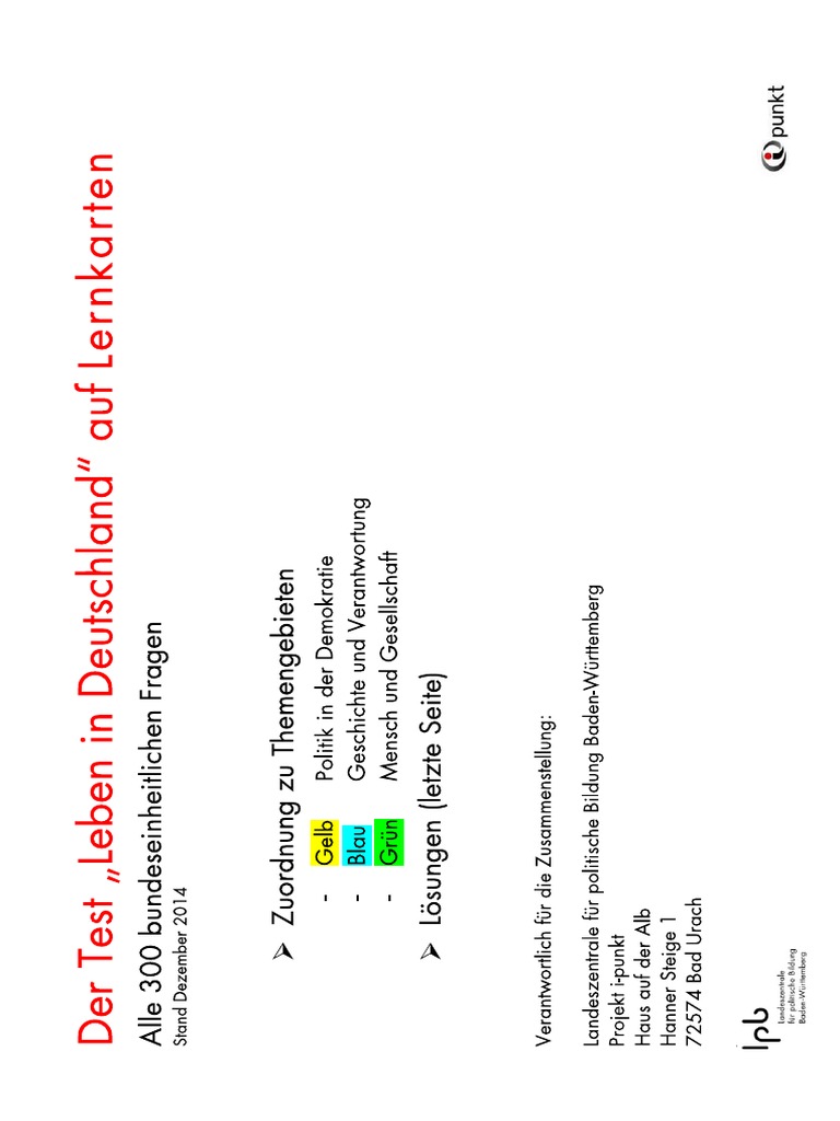 Test Leben In Deutschland Pdf Pdf