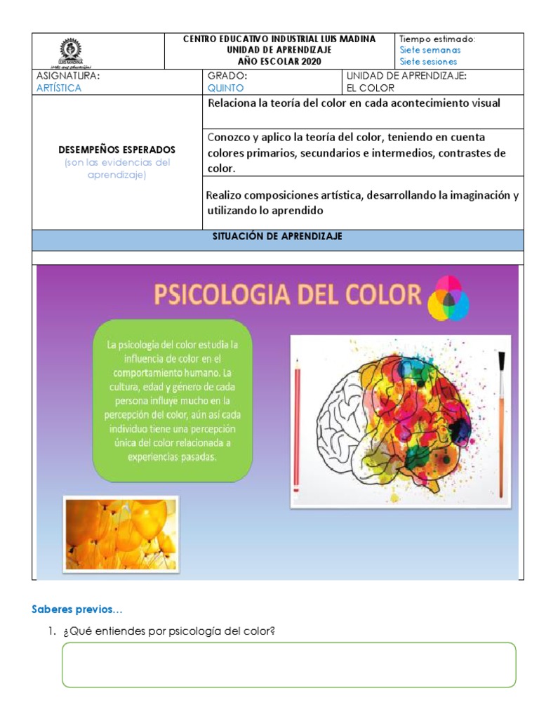 5°unidad de Aprendizaje Artistica | PDF | Color | Pinturas