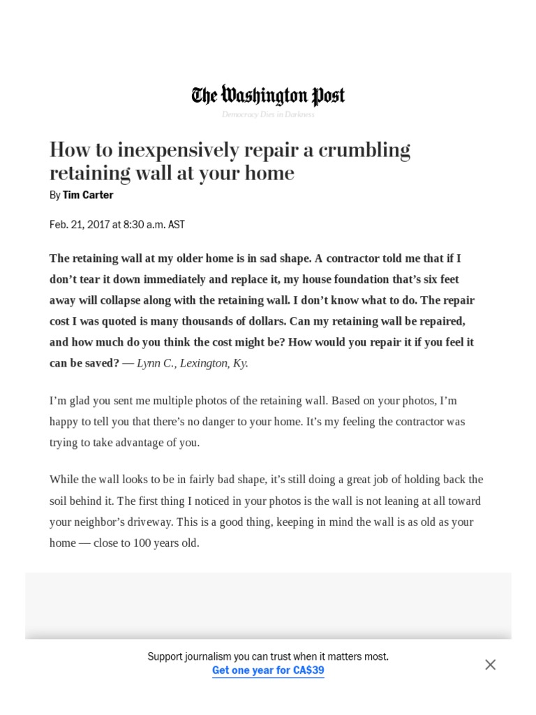 How To Inexpensively Repair A Crumbling Retaining Wall at Your Home