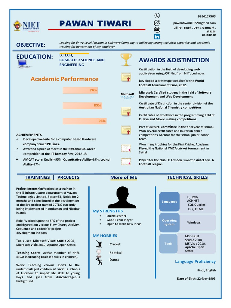 Infographic Resume of Pawan Tiwari | PDF | Software | Computing