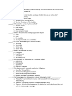 TEST I. MULTIPLE CHOICE: Read The Questions Carefully. Choose The Letter of The Correct Answer