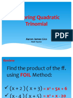 Factoring Quadratic Trinomial