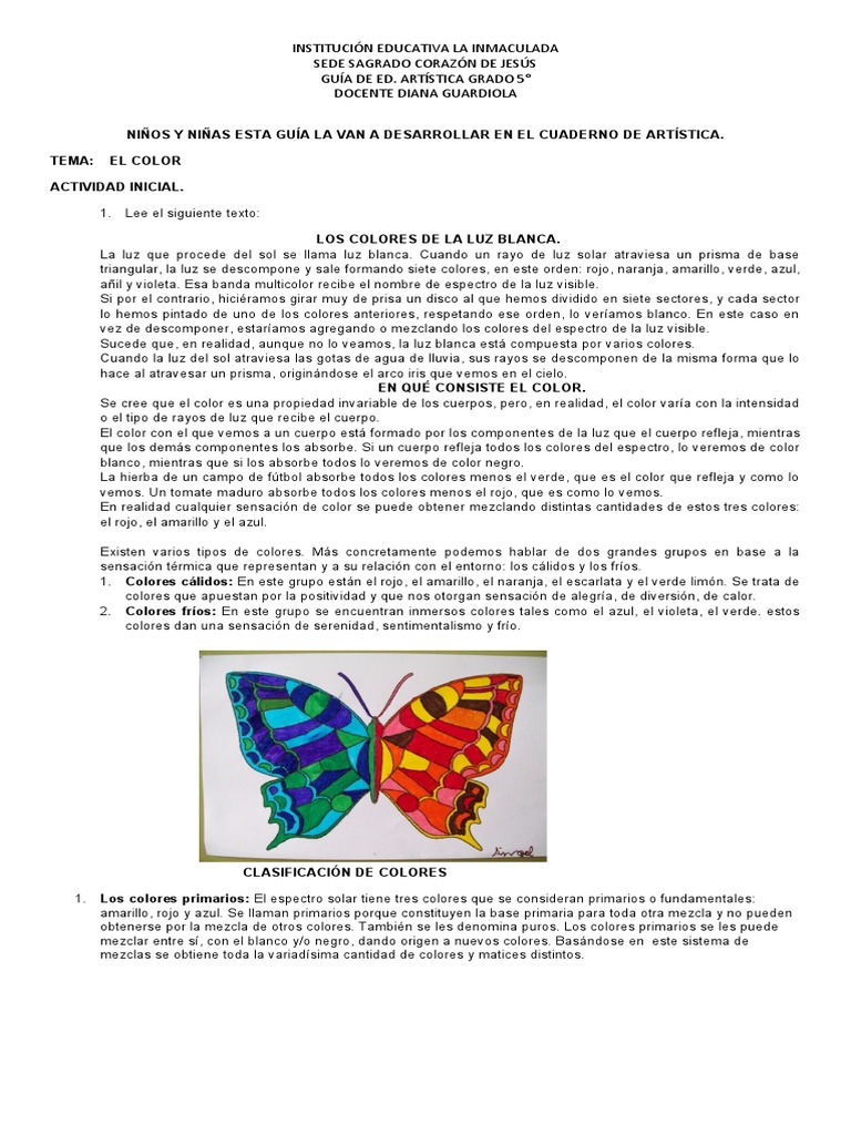 Guía de Colores para Quinto Grado | PDF | Amarillo | Color