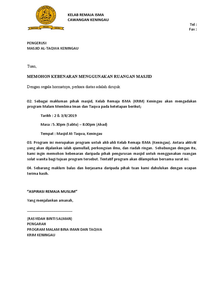 Surat Kepada Masjid Pdf
