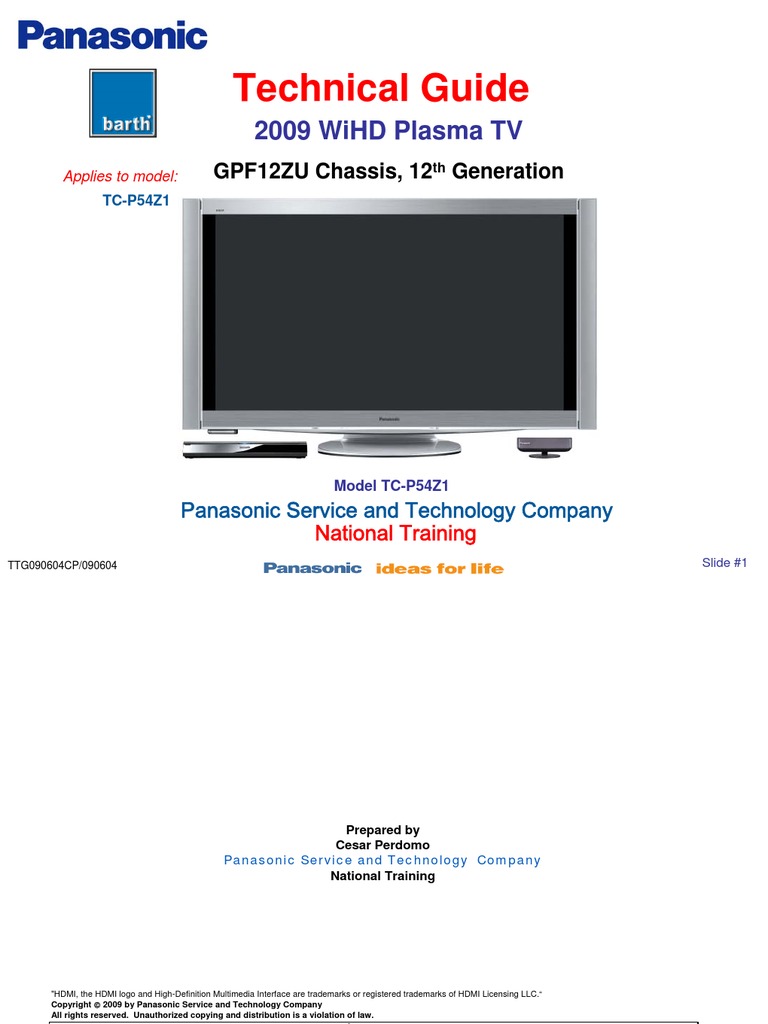 Panasonic Tc-p54z1 Chassis Gpf12zu 12th-Generation 2009 Tech-guide Training  [ET] | Power Supply | Hdmi