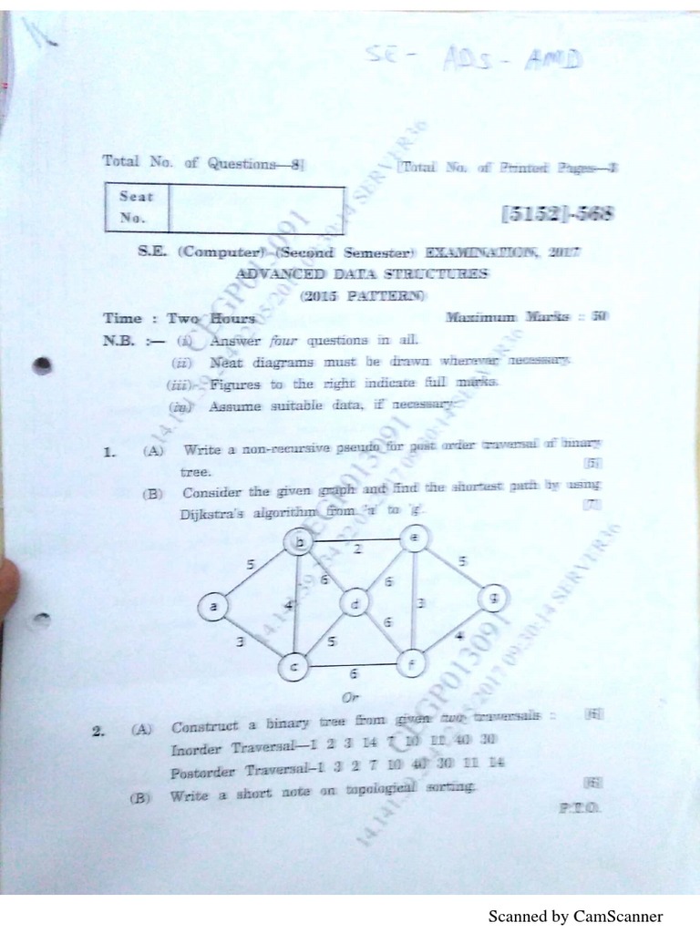 SPPU ADS Question Paper Solutions PDF | PDF