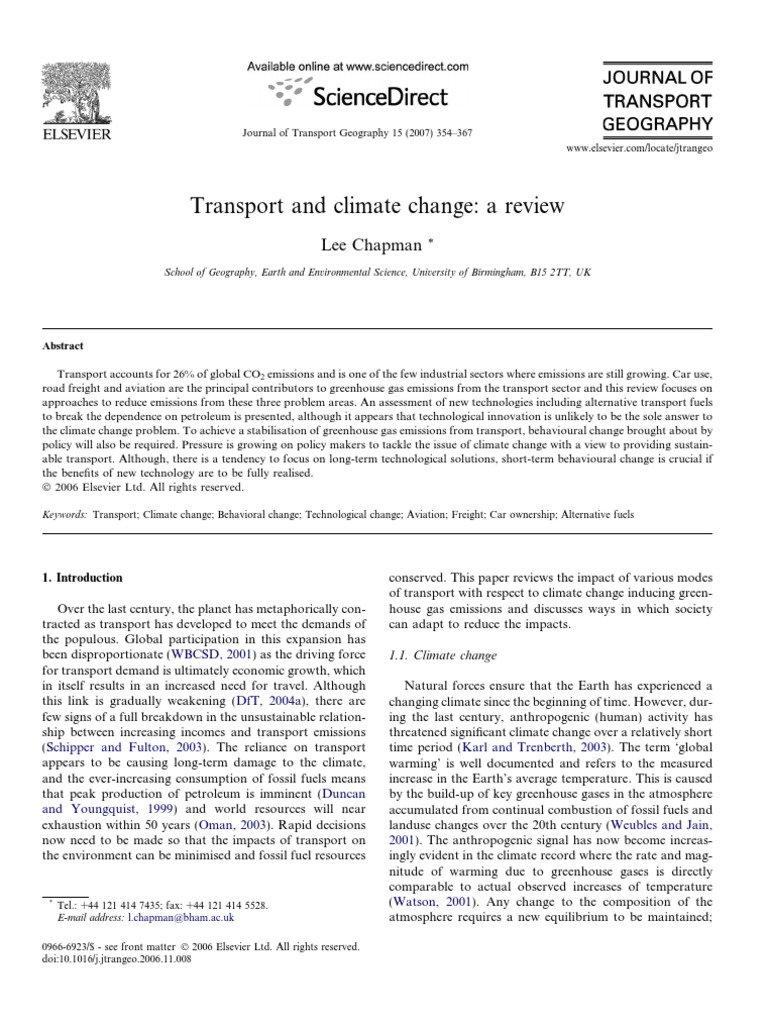 Transport and Climate Change | PDF | Biofuel | Greenhouse Gas