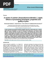 A Review of Cashew (Anacardiumoccidentale L.) Apple: Effects of Processing Techniques, Properties and Quality of Juice