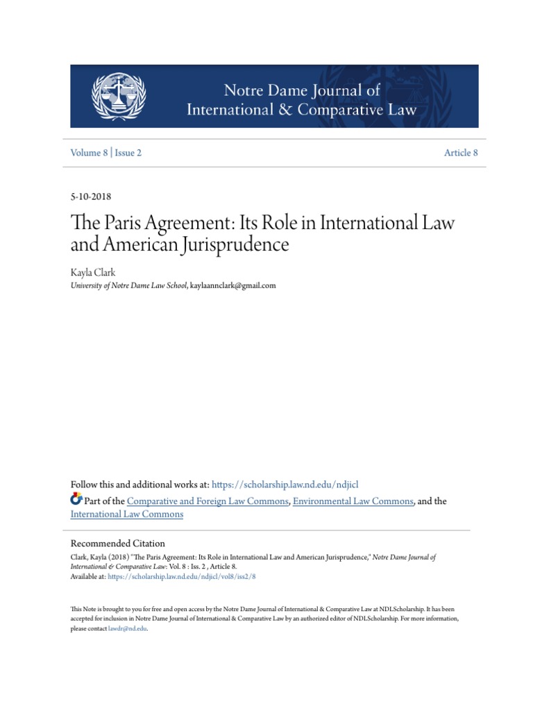 Paris Agreement's Impact on U.S. Law | PDF | United Nations Framework ...