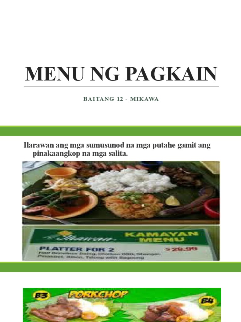 Menu NG Pagkain | PDF