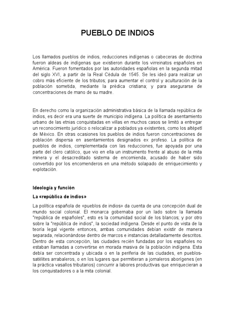 Los Primeros Pobladores QUIENES ERAN LOS INDIOS? PDF Pueblos