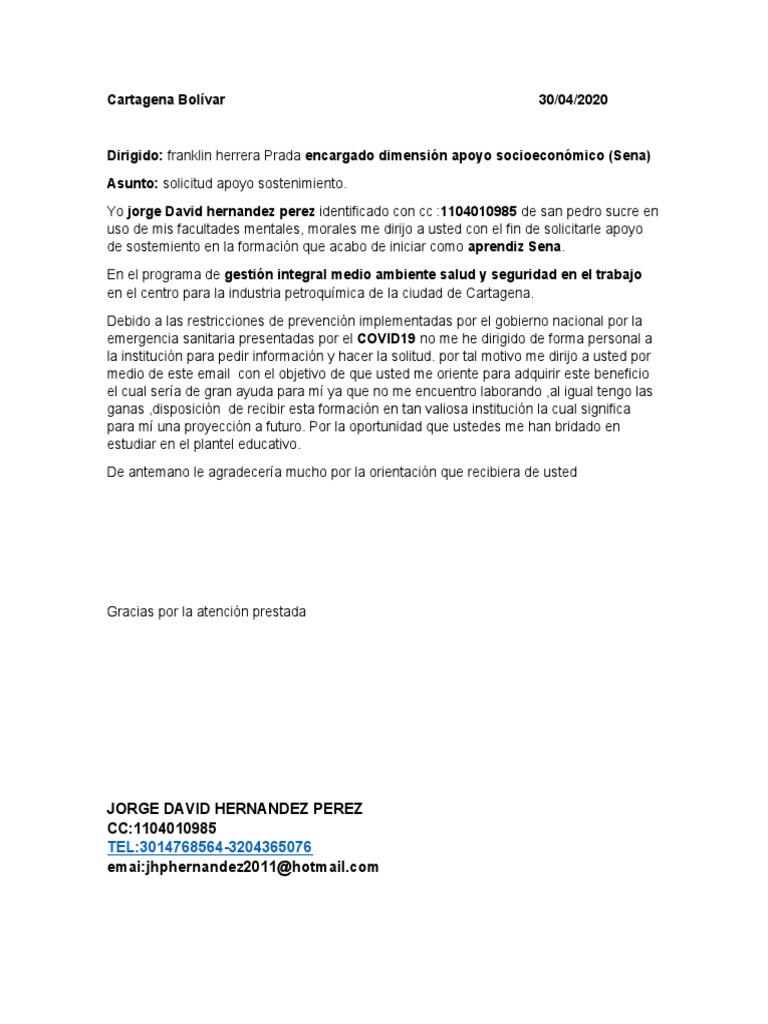 Muestra Carta Solicitud De Sostenimiento Pdf vrogue.co