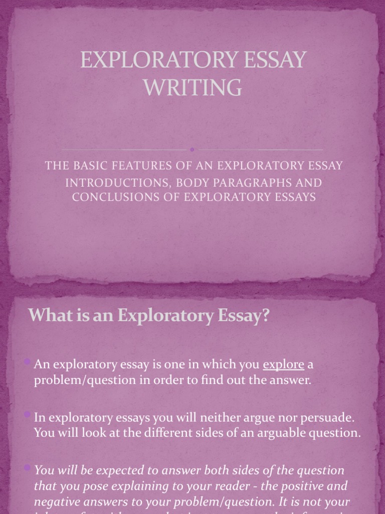 Exploratory Essay Questions