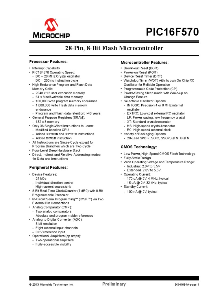 PIC16F570 | PDF | Microcontroller | Flash Memory
