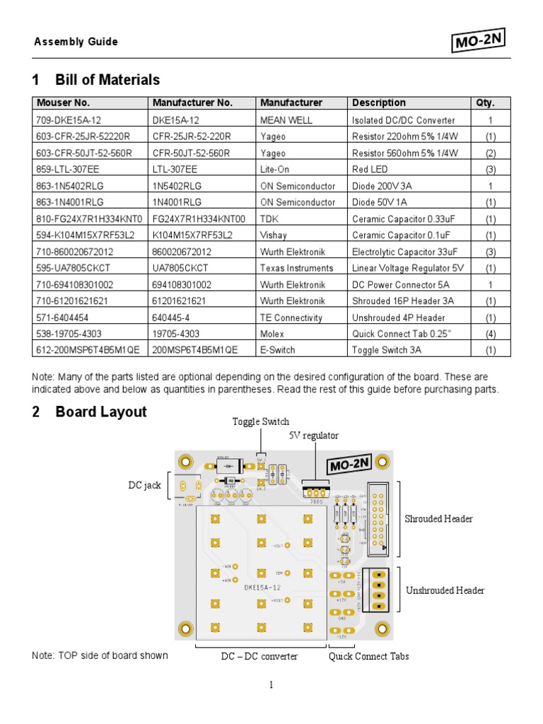 1 Bill of Materials: Assembly Guide | PDF | Electrical Connector ...