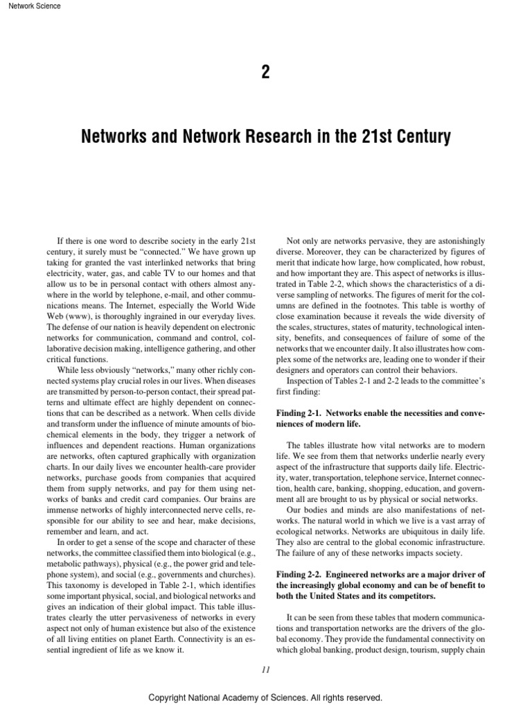 Networks and Network Research in The 21st Century | PDF | Network ...
