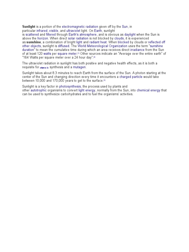 Understanding Sunlight and Its Effects | PDF | Science & Mathematics