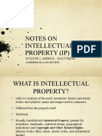Notes On Intellectual Property (Ip) Law: Mylene I. Amerol - Macumbal