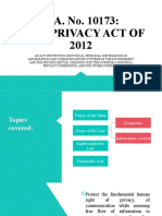 R.A. No. 10173: Data Privacy Act of 2012 R.A. No. 10173: Data Privacy Act of 2012