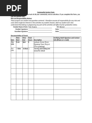 community service form