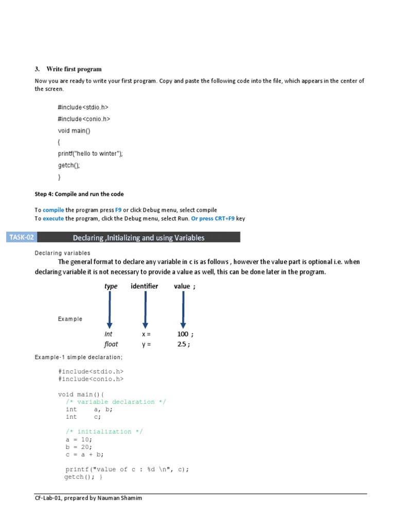 Write First Program: Compile F9 Execute or Press CRT+F9 | PDF ...