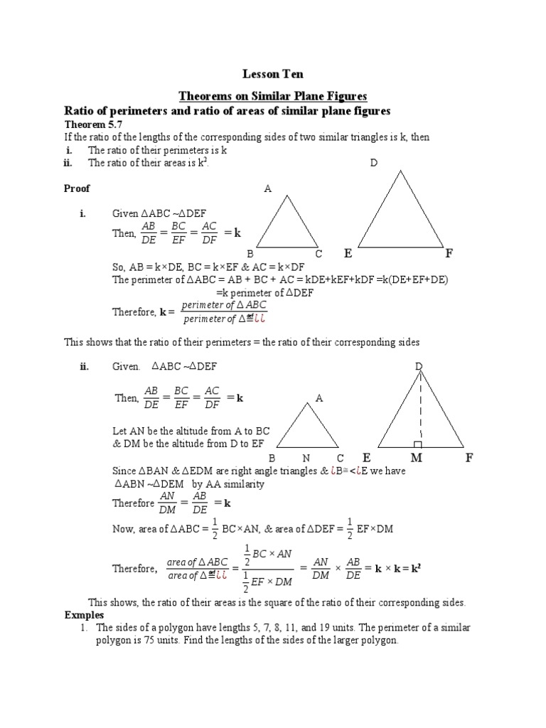 Similarity Theorems in Triangles | PDF | Area | Triangle