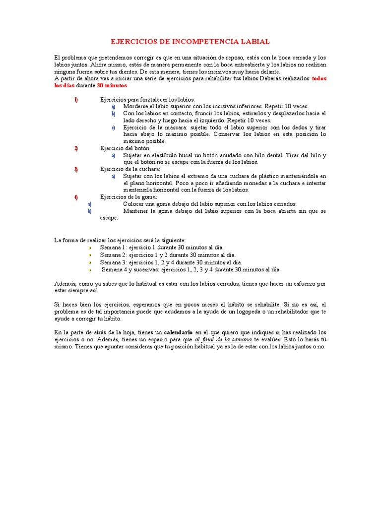Ejercicios para Incompetencia Labial | PDF | Violencia | Deportes