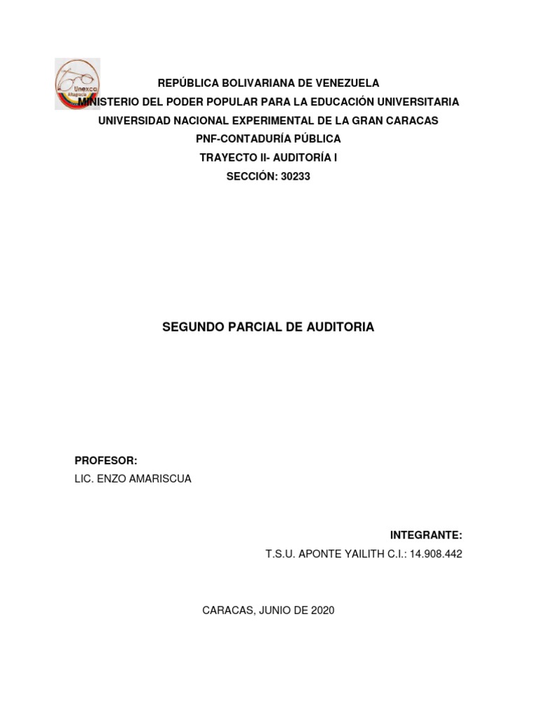 2do Parcial de Auditoria Yailith Aponte | PDF | Contador | Contabilidad