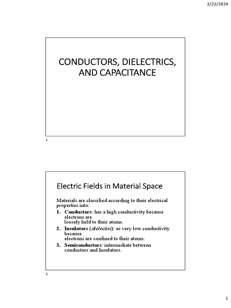 Electric Fields: Conductors & Dielectrics | PDF | Dielectric | Capacitor