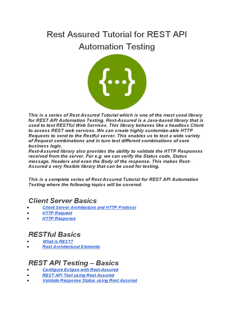 Rest Assured Tutorial For REST API Automation Testing: Client Server ...