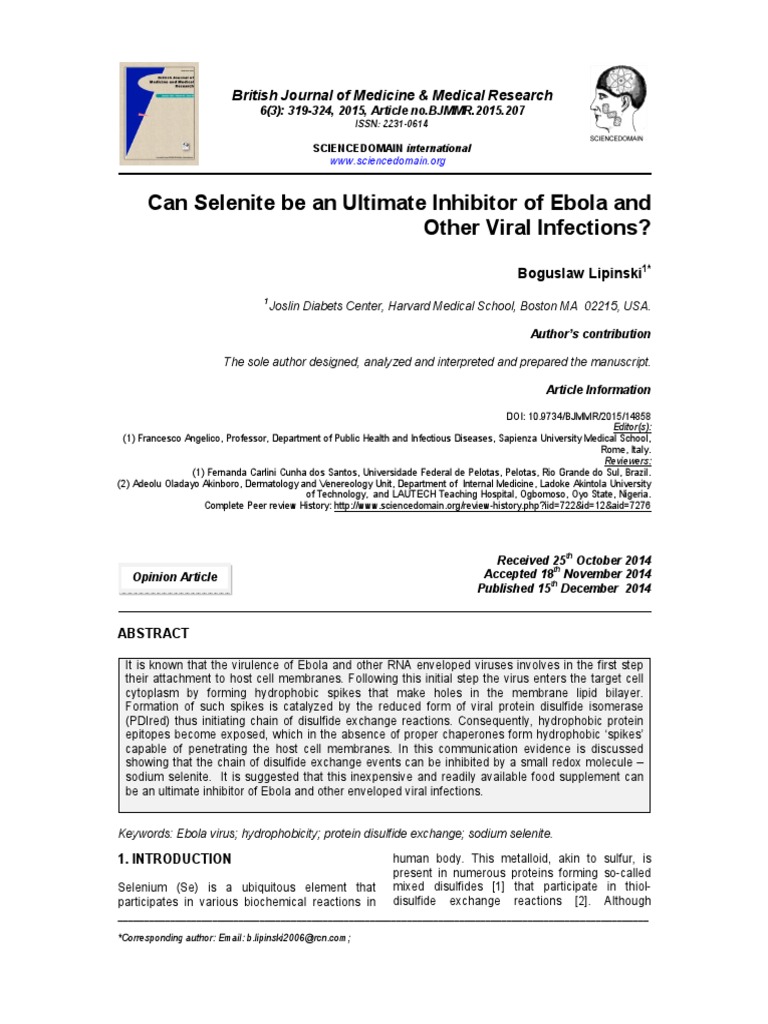 Lipinski Selenium Study PDF Selenium Virus