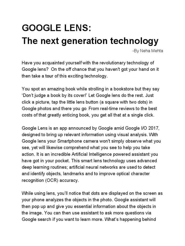 Google Lens PDF PDF Wi Fi Light