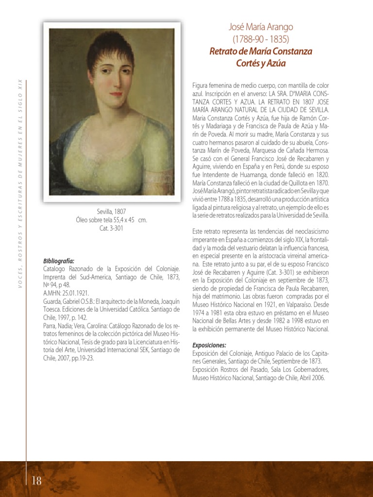 Retrato de María Constanza Cortés y Azúa PDF Museo Pinturas