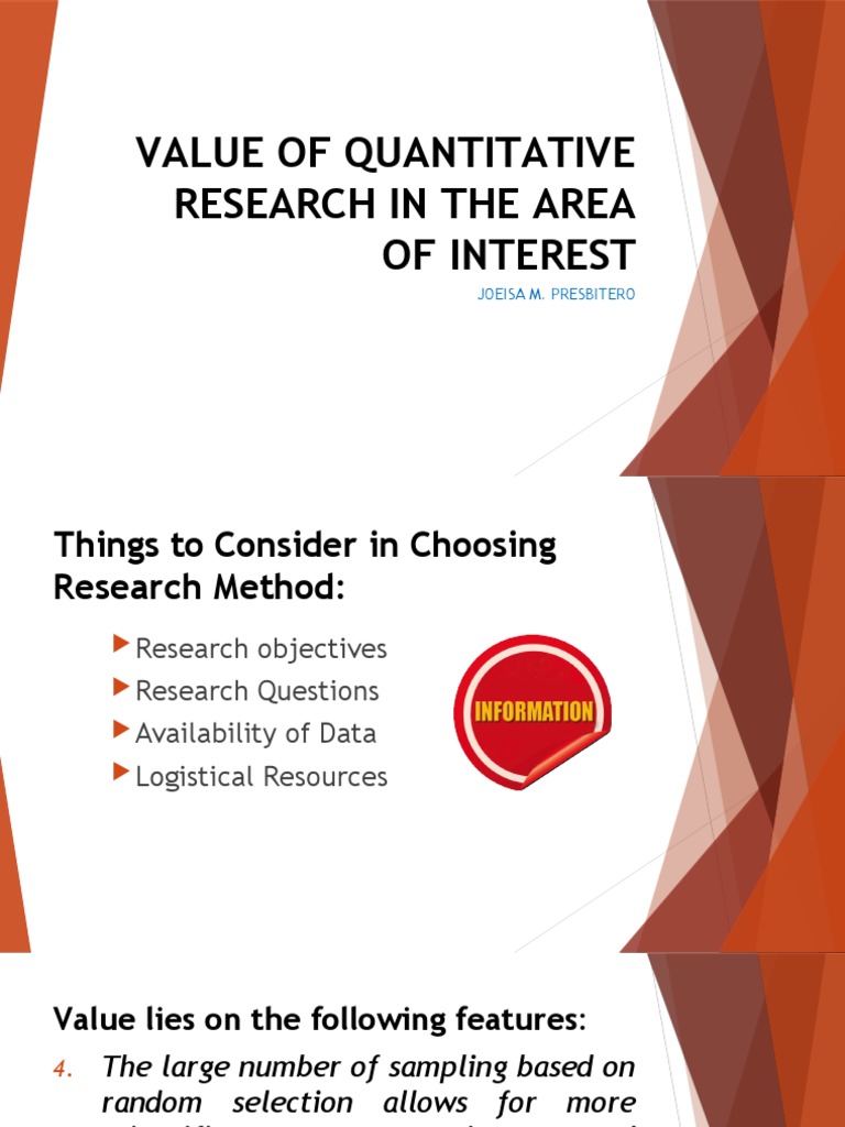 Quantitative Research in The Area of Interest | PDF | Quantitative ...