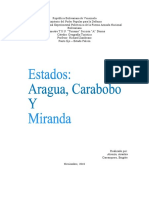 Estados Aragua Carabobo y Miranda