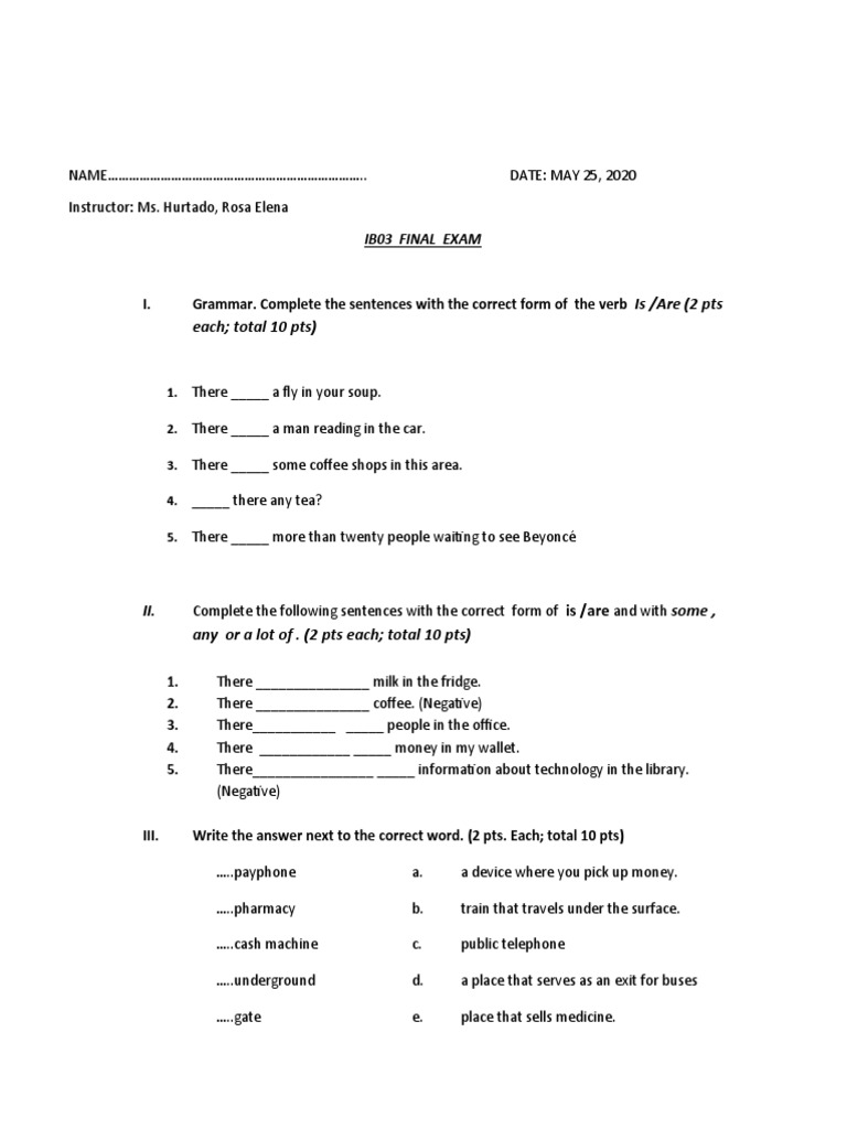Final Exam Ib03 - May 2020 | PDF
