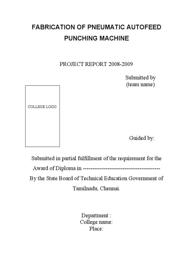 Fabrication of Pneumatic Auto Feed Punching Machine | PDF | Valve ...