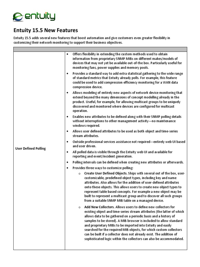 Entuity 15.5 Feature Enhancements | PDF | Computer Network | Cloud ...