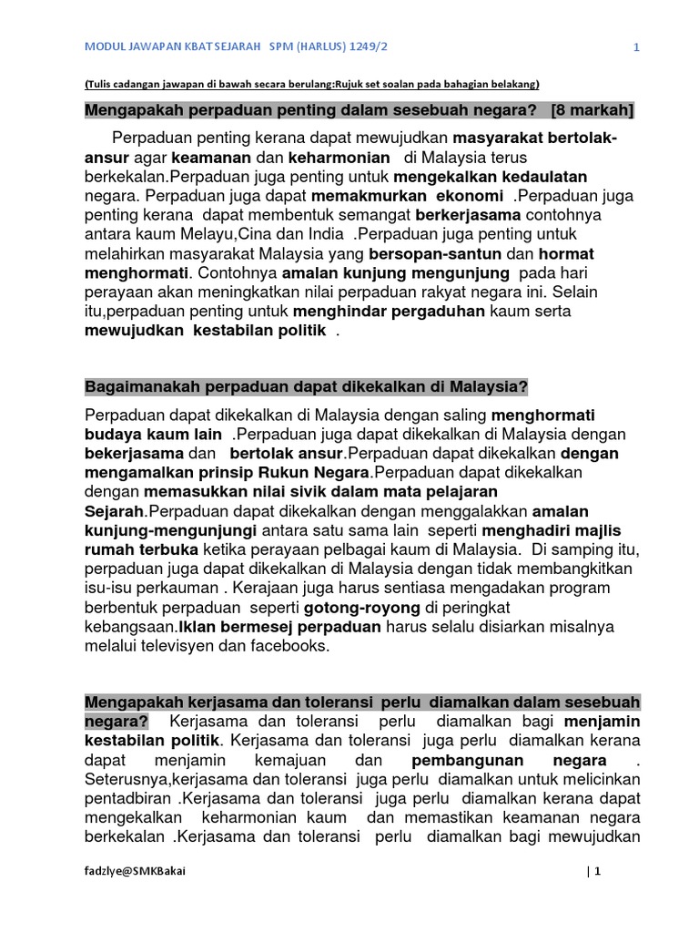 Contoh Jawapan Kbat Basic Pdf