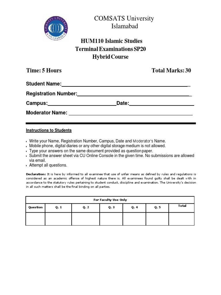 Islamic Studies Exam Guidelines | PDF | Prophets And Messengers In ...