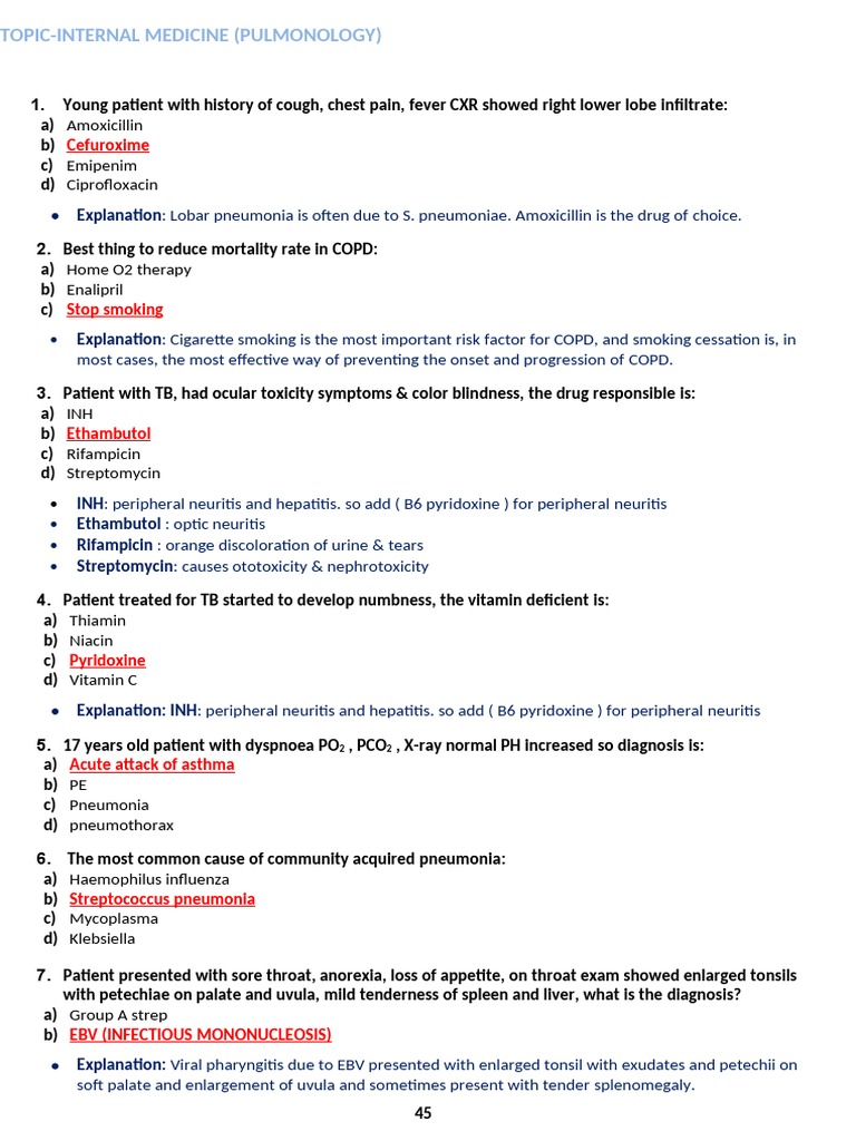 Internal Medicine 1 | PDF | Pneumonia | Chronic Obstructive Pulmonary ...
