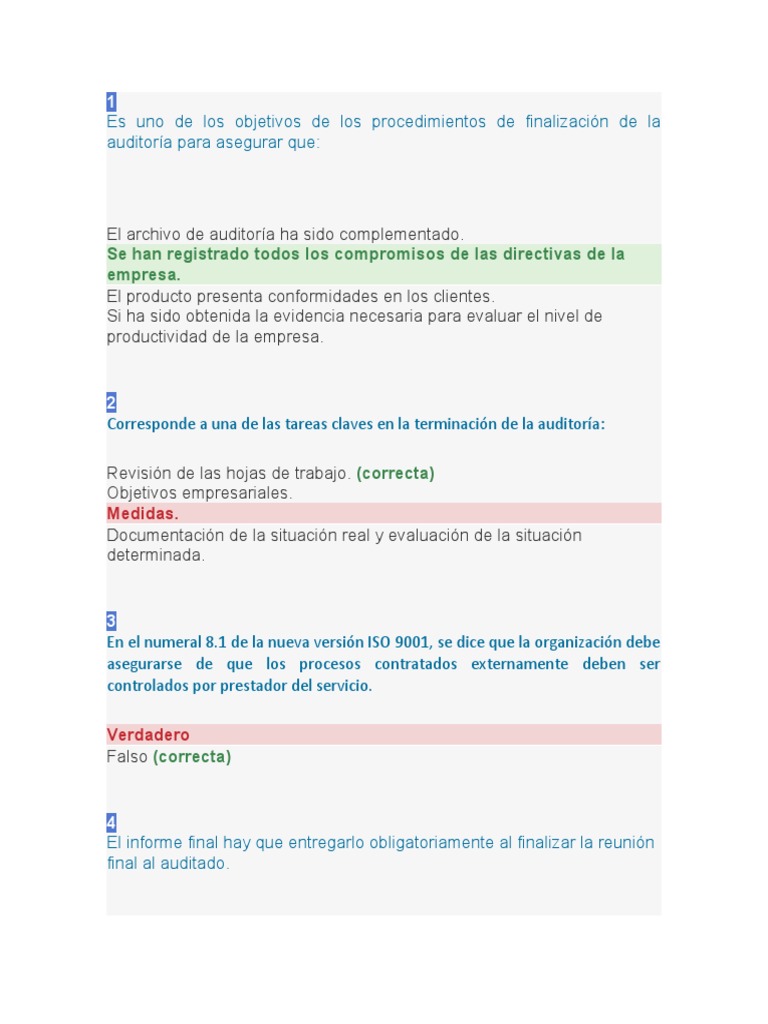 Cuestionario Aa4 | PDF | Auditoría | Contralor
