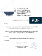 Pontificia I Universidad S Católica Del Ecuador Sede Ambato: Programa de Optometría