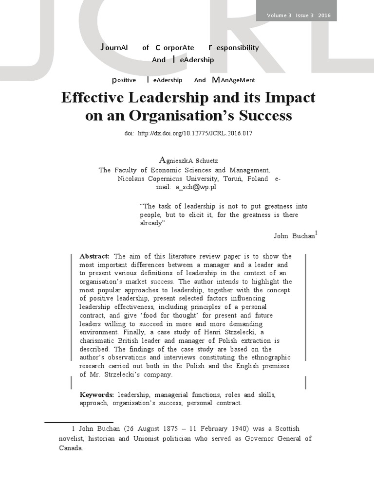 Leadership's Role in Organizational Success | PDF | Transformational ...