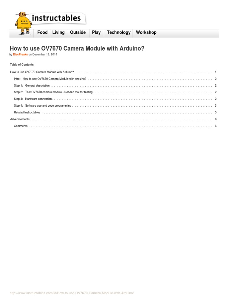 How To Use OV7670 Camera Module With Arduino | PDF | Arduino | Video