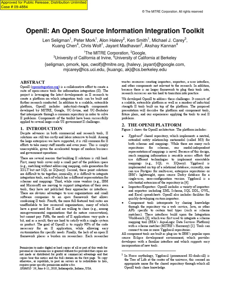 OpenII: Open Source Integration Toolkit | PDF | Databases | Software ...