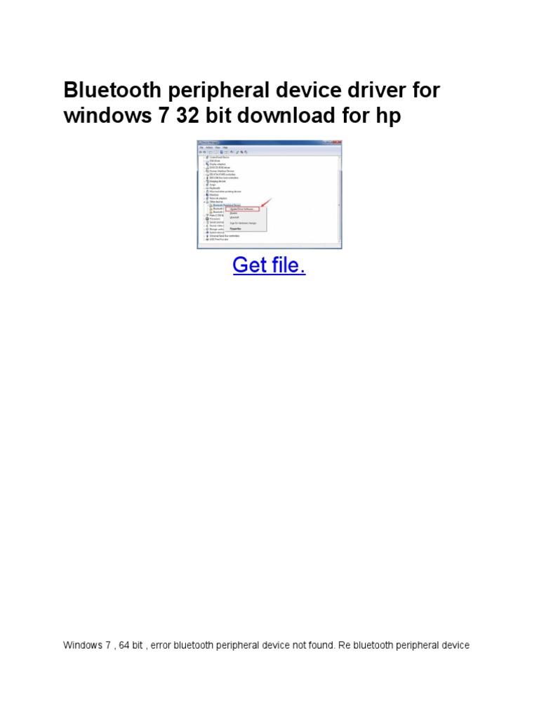 Bluetooth Peripheral Device Driver For Windows 7 32 Bit Download For HP